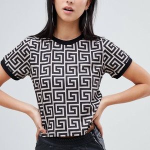 ASOS Crop Top in Geo Monogram Print